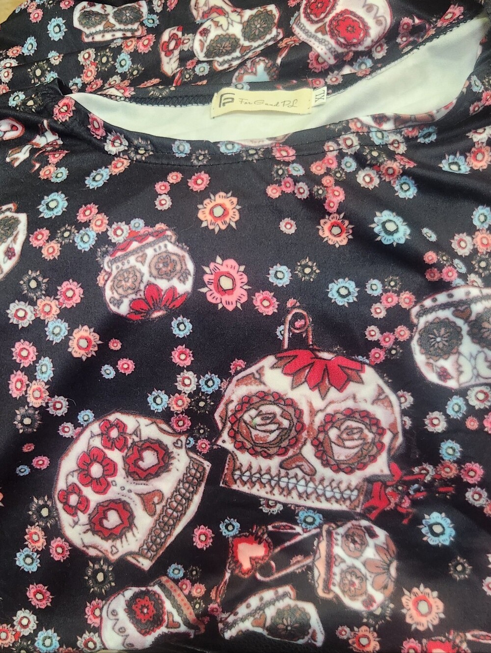 Womans  Black Floral Sugar Skull Top / Dress